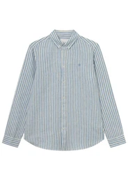 Leinenhemd Langarm-Leinenhemd mit Button-Down-Kragen