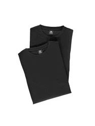 LERROS T-Shirt Kurzarmshirt Doppelpack Regular Fit Schwarz/Dunkelgrau/Grau
