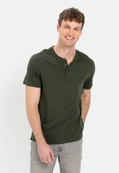 CAMEL ACTIVE T-Shirt NOS Henley 1/2 Dunkelgrün/Grün