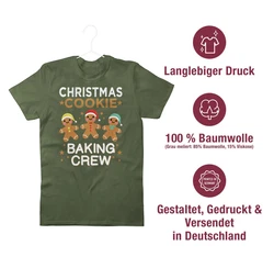 Shirtracer T-Shirt Christmas Cookie Baking Crew Dunkelgrün/Khaki