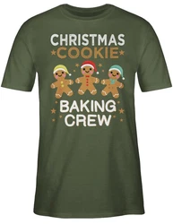 Shirtracer T-Shirt Christmas Cookie Baking Crew Dunkelgrün/Khaki