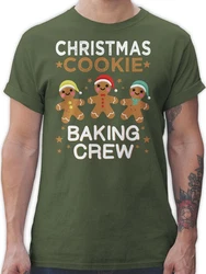 Shirtracer T-Shirt Christmas Cookie Baking Crew Dunkelgrün/Khaki