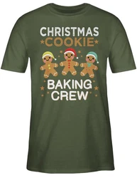 Shirtracer T-Shirt Christmas Cookie Baking Crew Dunkelgrün/Khaki