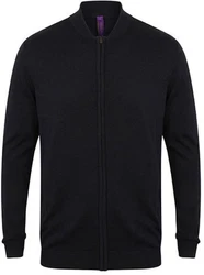 Henbury Outdoorjacke Knitted Bomber Dunkelblau/Schwarz/Hellblau