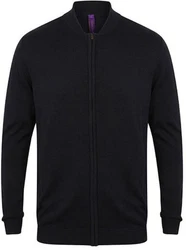 Henbury Outdoorjacke Knitted Bomber Dunkelblau/Schwarz/Hellblau