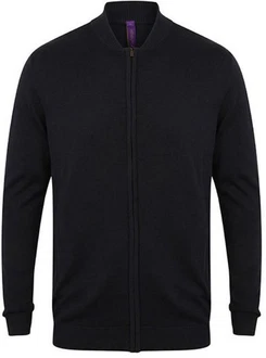 Henbury Outdoorjacke Knitted Bomber Dunkelblau/Schwarz/Hellblau