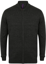 Henbury Outdoorjacke Knitted Bomber Dunkelgrau/Grau