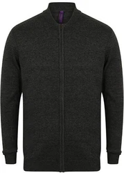 Henbury Outdoorjacke Knitted Bomber Dunkelgrau/Grau