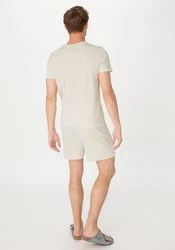 Hessnatur Pyjama Regular PURE NATURE Khaki/Weiß/Creme