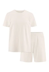 Hessnatur Pyjama Regular PURE NATURE Khaki/Weiß/Creme