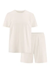 Hessnatur Pyjama Regular PURE NATURE Khaki/Weiß/Creme