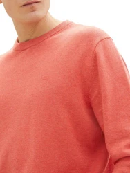 TOM TAILOR Strickpullover basic crewneck knit Rot/Orange/Beige