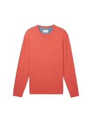 TOM TAILOR Strickpullover basic crewneck knit Rot/Orange/Beige