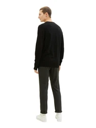 TOM TAILOR Strickpullover basic crewneck knit Schwarz/Dunkelgrau/Grau