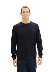 TOM TAILOR Strickpullover basic crewneck knit Dunkelblau/Blau