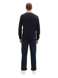 TOM TAILOR Strickpullover basic crewneck knit Dunkelblau/Blau