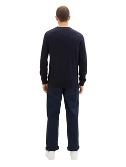 TOM TAILOR Strickpullover basic crewneck knit Dunkelblau/Blau
