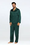 DKaren Schlafanzug Herren Satin Pyjama Set Langarm Lukas Grün/Dunkelgrün