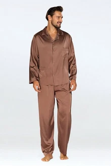 DKaren Schlafanzug Herren Satin Pyjama Set Langarm Lukas DKaren Schlafanzug Herren Satin Pyjama Set Langarm Lukas