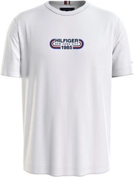 Tommy Hilfiger T-Shirt HILFIGER TRACK GRAPHIC TEE Weiß/Dunkelblau/Gelb/Creme/Grau