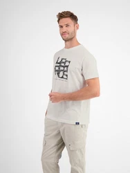 LERROS T-Shirt mit Print Khaki/Grau/Rot