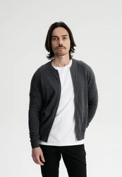 MELA Cardigan Herren Strick Jacke SHAMIAL Dunkelgrau/Hellgrau/Grau