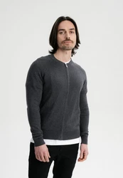 MELA Cardigan Herren Strick Jacke SHAMIAL Dunkelgrau/Hellgrau/Grau