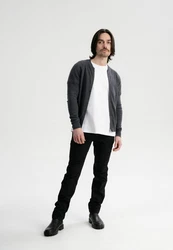 MELA Cardigan Herren Strick Jacke SHAMIAL Dunkelgrau/Hellgrau/Grau