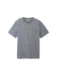 TOM TAILOR T-Shirt in Melange Optik Hellgrau/Grau/Dunkelgrau/Dunkelblau