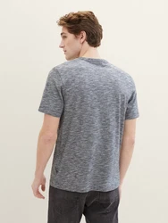 TOM TAILOR T-Shirt in Melange Optik Hellgrau/Grau/Dunkelgrau/Dunkelblau