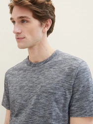 TOM TAILOR T-Shirt in Melange Optik Hellgrau/Grau/Dunkelgrau/Dunkelblau