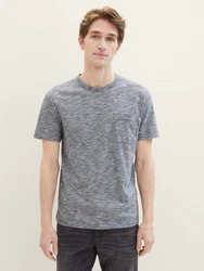 TOM TAILOR T-Shirt in Melange Optik Hellgrau/Grau/Dunkelgrau/Dunkelblau