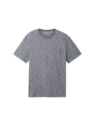 TOM TAILOR T-Shirt in Melange Optik Hellgrau/Grau/Dunkelgrau/Dunkelblau
