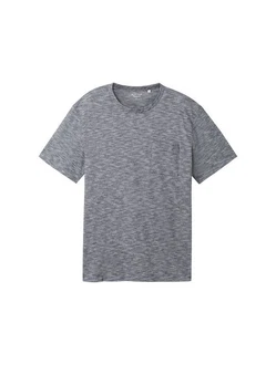 TOM TAILOR T-Shirt in Melange Optik Hellgrau/Grau/Dunkelgrau/Dunkelblau