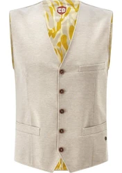 CG Club of Gents Anzugweste CG Mosley-J Khaki/Gelb/Beige/Weiß