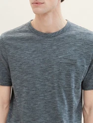 TOM TAILOR T-Shirt in Melange Optik Grau/Dunkelblau/Dunkelgrau