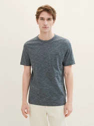 TOM TAILOR T-Shirt in Melange Optik Grau/Dunkelblau/Dunkelgrau