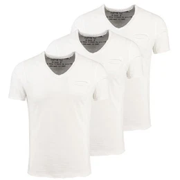 T-Shirt Soda vintage Look uni Basic T00619 V-Ausschnitt unifarben kurzarm slim fit