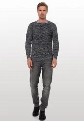 Rusty Neal Strickpullover Dunkelblau/Grau/Hellblau/Weiß