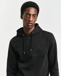 Gant Sweatshirt Regular Tonal Shield Hoodie Schwarz