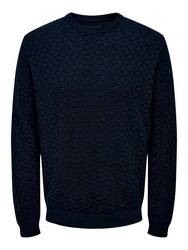 ONLY & SONS Rundhalspullover Kalle (1-tlg) dunkelblau