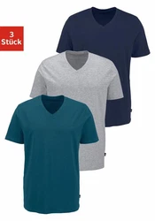 Bruno Banani T-Shirt mit V-Ausschnitt (3er-Pack) Türkis