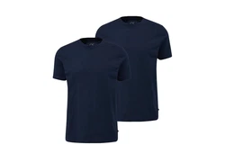 QS T-Shirt Basic kurzarm Rundhals-Ausschnitt (2er Pack) Dunkelblau/Blau