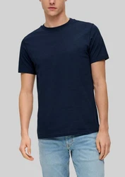 QS T-Shirt Basic kurzarm Rundhals-Ausschnitt (2er Pack) Dunkelblau/Blau