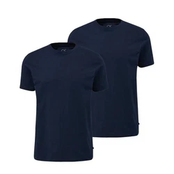 QS T-Shirt Basic kurzarm Rundhals-Ausschnitt (2er Pack) Dunkelblau/Blau
