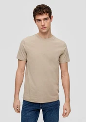 QS T-Shirt Basic kurzarm Rundhals-Ausschnitt (2er Pack) Khaki/Beige/Braun