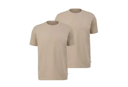 QS T-Shirt Basic kurzarm Rundhals-Ausschnitt (2er Pack) Khaki/Beige/Braun