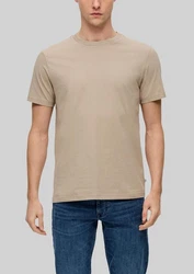 QS T-Shirt Basic kurzarm Rundhals-Ausschnitt (2er Pack) Khaki/Beige/Braun