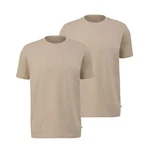 QS T-Shirt Basic kurzarm Rundhals-Ausschnitt (2er Pack) Khaki/Beige/Braun