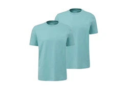 QS T-Shirt Basic kurzarm Rundhals-Ausschnitt (2er Pack) Türkis/Grün/Hellblau/Blau
